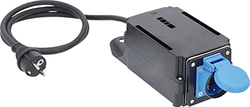 as - Schwabe MIXO Einschaltstrombegrenzer - Anlaufstrombegrenzer 230 V / 16 A - Schutzkontaktsteckdose mit Klappdeckel - max. 3500 W belastbar - 1,5 m Leitung - IP44 - Made in Germany - Schwarz, 60533 von as - Schwabe