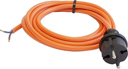 as - Schwabe PUR Baustellen-Anschlussleitung 3 m - Robuste Leitung 230 V/16 A - H05BQ-F 2x1,0 - Konturenstecker - Ende 30 mm abgemantelt, Orange – IP44, 70911 von as - Schwabe