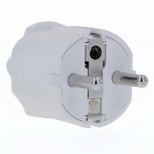 as - Schwabe PVC Stecker - Schutzkontaktstecker mit doppeltem Schutzkontakt - Anschluss Leitungen bis max. 1,5mm² - 230V - 16A - IP20 - Weiß, 62221 von as - Schwabe