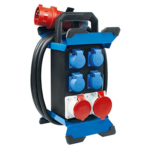 as - Schwabe Tragbarer Stromverteiler STECKY 13 - CEE Stecker 400V/32A/5polig - 4x Schuko, 1x CEE 16A, 1x CEE 32A – Mobiler Adapter – Verteiler für Innen & Außen – IP44 – Made in Germany, 60963 von as - Schwabe