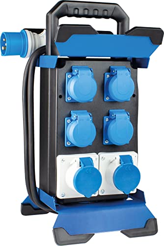 as - Schwabe Tragbarer CEE-Stromverteiler Stecky 14, CEE-Stecker + 4 Schutzkontakt-Dosen + 2 CEE-Buchsen, Mobiler Stromverteilerkasten, Verteilerdose für den Outdoor-Bereich, IP44, Made in EU, 60869 von as - Schwabe