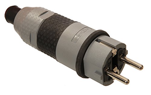 as - Schwabe SCHUKOultra Pro Stecker, extrem robust, griffig, doppelter Schutzkontakt, für Baustellen, für Leitungen max. 3x2,5mm², 230V, 16A, grau/schwarz, IP54, 62232 von as - Schwabe