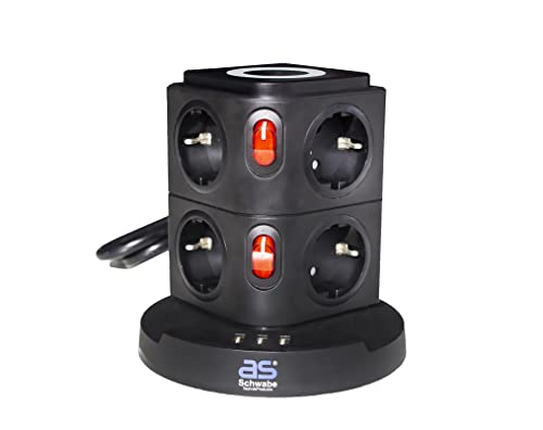as - Schwabe 8-Fach Mehrfachsteckdose & Induktionsladefläche - 2 m Kabel - Steckdosenwürfel mit 3 USB-Ports - Cube Steckdose - Steckdosenturm, schwarz, 18221 as - Schwabe 8-Fach Mehrfachsteckdose & Induktionsladefläche - 2 m Kabel - Steckdosenwürfel mit 3 USB-Ports - Cube Steckdose - Steckdosenturm, schwarz, 18221 von as - Schwabe