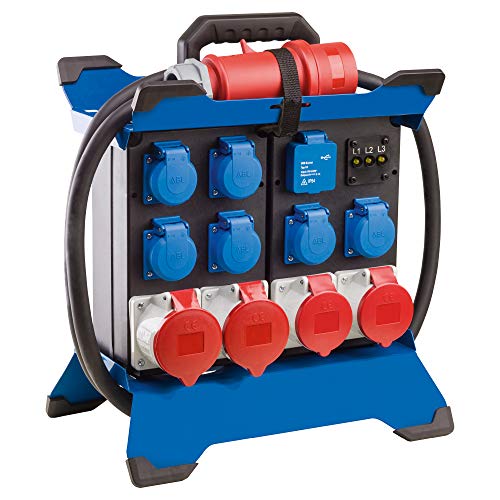 as - Schwabe Tragbarer Stromverteiler STECKY DUO 3 - CEE Stecker 400V/32A/5polig - 6x Schuko, 2x CEE 16A, 2x CEE 32A, 2x USB – Mobiler Adapter – Verteiler Innen Außen – IP44 – Made in Germany, 60933 von as - Schwabe