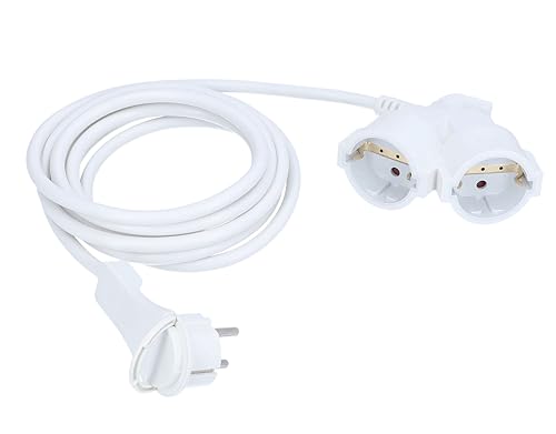 as - Schwabe Verlängerungskabel 3 m mit Flachstecker und Doppelsteckdose - 230V/16A - IP20 - Flachstecker Verlängerungsleitung - 2-Fach Kupplung - Weiß, 51025 von as - Schwabe