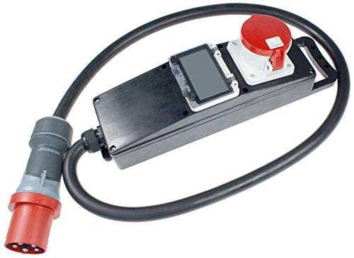as - Schwabe – CEE Steckdosenleiste mit Stromzähler - 3-phasig - MID konform - Vollgummi-Steckdosenleiste - 6+1- stellig analog - 400V/63A/5-polig - ca. 43 kW - für den Außenbereich - IP44, 60874 von as - Schwabe