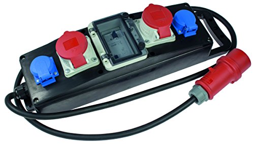 as - Schwabe 60804 Vollgummi-Verteiler-Leiste S5+, 400V / 16 A, IP44 Gewerbe, Baustelle, 230 V, schwarz von as - Schwabe