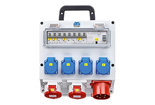 as - Schwabe Wandverteiler anschlussfertig - Baustromverteiler mit CEE Stecker 400V/32A/22kW - Ausgang 4x Schuko, 2x CEE (400V/16A/5-polig) - IP44, 61517 von as - Schwabe