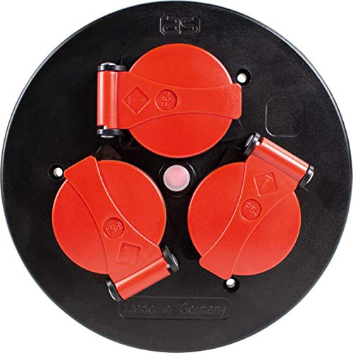 as - Schwabe 3-fach-Steckdoseneinsatz für Kabeltrommeln 230V/16A, mit Klappdeckel rot, abgesichert durch Thermoschutzschalter, mit montierter Zugentlastung und Dichtung, IP44, Schwarz, 10565 as - Schwabe 3-fach-Steckdoseneinsatz für Kabeltrommeln 230V/16A, mit Klappdeckel rot, abgesichert durch Thermoschutzschalter, mit montierter Zugentlastung und Dichtung, IP44, Schwarz, 10565 von as - Schwabe