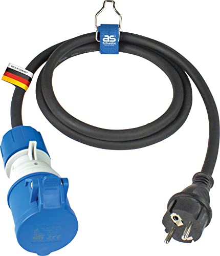 as - Schwabe CEE Outdoor Adapterleitung 1,5m, CEE-Kupplung 3-polig mit powerlight Spannungsanzeige + Schutzkontaktstecker, für Outdoor-Einsatz mit IP44 I 61406 von as - Schwabe