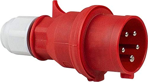 as - Schwabe CEE Stecker 400V/16A/5-polig - Starkstrom Stecker mit Schraubanschlüssen - Stromstecker Schlagfest - Zugentlastung - Spritzwassergeschützt IP44 - Made in Germany - Rot, 61420 von as - Schwabe