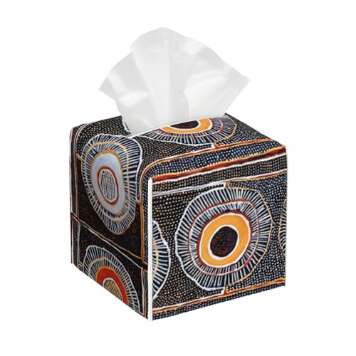 Afrikanische Tribal Abstrakte Kunst Kurze quadratische Taschentücherbox, kubische Taschentücherbox, Dekoration auf Esstisch und Badezimmer, Büro von asbwuo