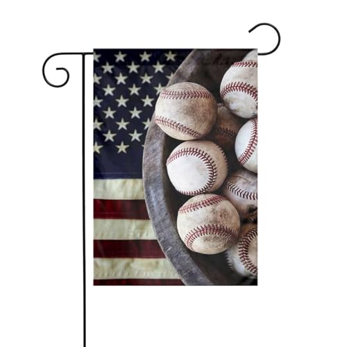 Amerikanische Flagge, Basketball, Fußball, Baseball, Rugby, Gartenflagge, Außenterrasse, Urlaubsparty-Atmosphäre, dekorative Flagge (30,5 x 45,7 cm) von asbwuo