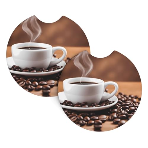Auto-Untersetzer mit Aufdruck „Kaffeetasse und Kaffeebohnen, 2er-Pack – langlebig, wasserdicht, geruchsneutral, leicht zu reinigen – Auto-Innenausstattung für Damen und Herren Auto-Untersetzer mit Aufdruck „Kaffeetasse und Kaffeebohnen, 2er-Pack – langlebig, wasserdicht, geruchsneutral, leicht zu reinigen – Auto-Innenausstattung für Damen und Herren von asbwuo
