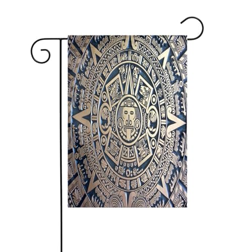 Aztekenkalender, Maya-Gartenflagge, für die Terrasse im Freien, dekorative Flagge für die Urlaubsparty-Atmosphäre (30,5 x 45,7 cm) von asbwuo