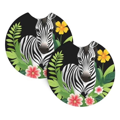Bedruckte Auto-Untersetzer mit Zebra-Blumen-Illustration, 2er-Pack – langlebig, wasserdicht, geruchsneutral, leicht zu reinigen – Auto-Innenausstattung für Damen und Herren Bedruckte Auto-Untersetzer mit Zebra-Blumen-Illustration, 2er-Pack – langlebig, wasserdicht, geruchsneutral, leicht zu reinigen – Auto-Innenausstattung für Damen und Herren von asbwuo