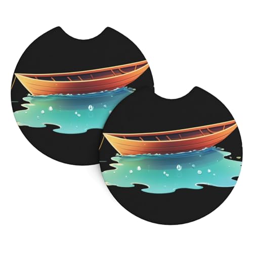 Bedruckte Auto-Untersetzer mit dem Motiv „EIN auf dem Wasser schwimmendes Kristallboot im 2er-Pack – langlebig, wasserdicht, geruchsneutral, leicht zu reinigen – Auto-Innenausstattung für Damen und Bedruckte Auto-Untersetzer mit dem Motiv „EIN auf dem Wasser schwimmendes Kristallboot im 2er-Pack – langlebig, wasserdicht, geruchsneutral, leicht zu reinigen – Auto-Innenausstattung für Damen und von asbwuo