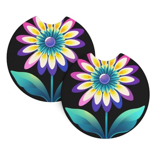 Bedruckte Auto-Untersetzer mit farbenfrohen Blumenblüten, 2er-Pack – langlebig, wasserdicht, geruchsneutral, leicht zu reinigen – Auto-Innenausstattung für Damen und Herren Bedruckte Auto-Untersetzer mit farbenfrohen Blumenblüten, 2er-Pack – langlebig, wasserdicht, geruchsneutral, leicht zu reinigen – Auto-Innenausstattung für Damen und Herren von asbwuo
