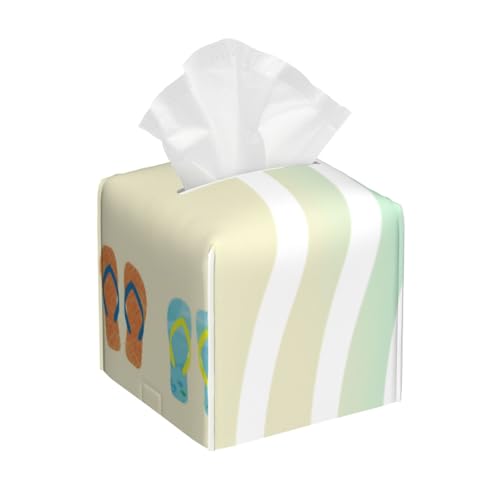 Bunte Flip-Flops mit Sommer-Strandwellen, quadratisch, Leder, Taschentücherbox-Bezug – Badezimmer-Waschtisch, Nachttisch & Arbeitsplatte, Elegantes Home-Office-Dekor Bunte Flip-Flops mit Sommer-Strandwellen, quadratisch, Leder, Taschentücherbox-Bezug – Badezimmer-Waschtisch, Nachttisch & Arbeitsplatte, Elegantes Home-Office-Dekor von asbwuo