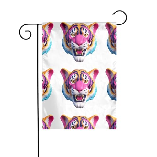 Buntes Tigerkopf-Druckbild, Gartenflagge, Hofdekoration, 30,5 x 45,7 cm, für Garten, Terrasse, Balkon von asbwuo