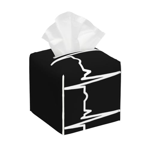 CHD Heartbeat Paar quadratische Taschentuchbox-Abdeckung aus Leder – dekorativer Organizer für Badezimmer-Waschtisch, Nachttisch und Arbeitsplatte | rutschfeste Unterseite und einfaches Nachfüllen von asbwuo