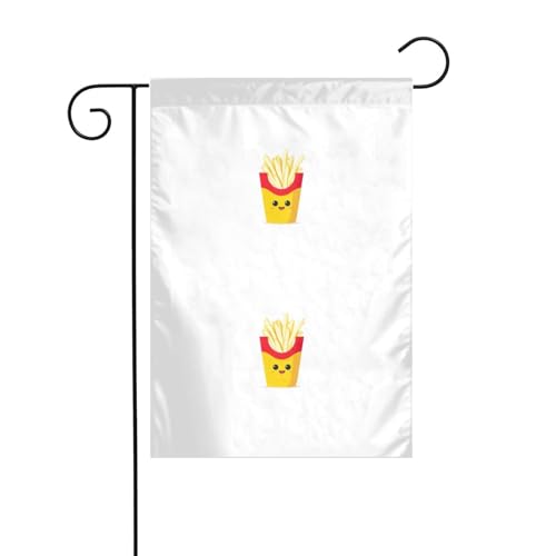 Gartenflagge mit Pommes frites in einer Cartoon-Tasse, Dekoration für den Innenhof, 30,5 x 45,7 cm, für Garten, Terrasse, Balkon von asbwuo