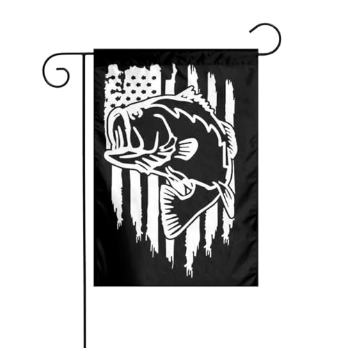 Gartenflagge mit amerikanischer Flagge und Fischmotiv, für die Terrasse im Freien, dekorative Flagge für die Urlaubsparty-Atmosphäre (30,5 x 45,7 cm) von asbwuo