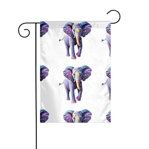 Gartenflagge mit buntem Elefantenmotiv, Dekoration für den Innenhof, 30,5 x 45,7 cm, für Garten, Terrasse, Balkon von asbwuo
