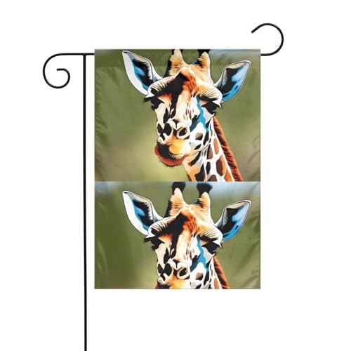 Giraffenbild-Gartenflagge, Hofdekoration, 30,5 x 45,7 cm, für Garten, Terrasse, Balkon von asbwuo