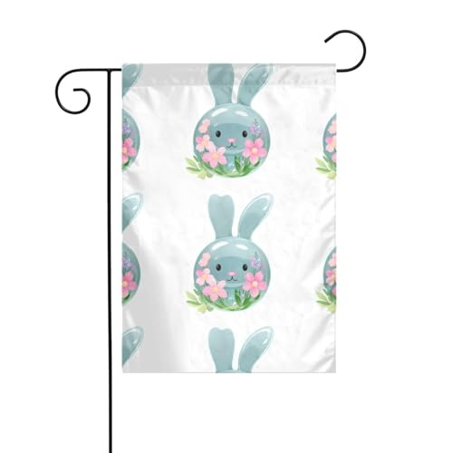 Glasblumen-Hasenbild, Gartenflagge, Hofdekoration, 30,5 x 45,7 cm, für Garten, Terrasse, Balkon von asbwuo