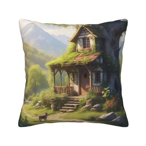 Hidden Harmony Bedruckte quadratische Dekokissen mit weichen Kissenbezügen, Kissenbezug mit Einsätzen für die Dekoration von Sofa und Schlafzimmer zu Hause von asbwuo