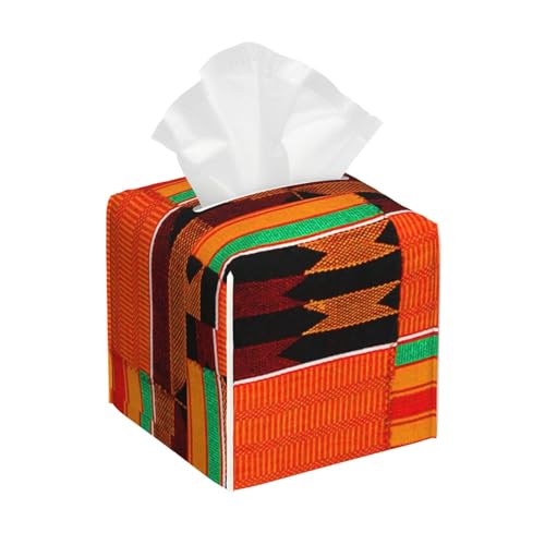 Kente-Stoff, quadratisch, Leder, Taschentuchbox-Bezug – Badezimmer-Waschtisch, Nachttisch & Arbeitsplatte, Elegantes Home-Office-Dekor Kente-Stoff, quadratisch, Leder, Taschentuchbox-Bezug – Badezimmer-Waschtisch, Nachttisch & Arbeitsplatte, Elegantes Home-Office-Dekor von asbwuo