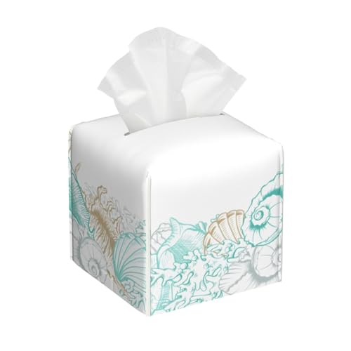 Küsten-Türkis-Gold-Acryl-Quadrat-Taschentuchbox, kubische Taschentuchbox, Dekoration auf Esstisch und Badezimmer, Büro Küsten-Türkis-Gold-Acryl-Quadrat-Taschentuchbox, kubische Taschentuchbox, Dekoration auf Esstisch und Badezimmer, Büro von asbwuo