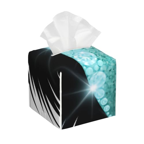 Moderner Trendiger Teal Glitter Lashes Square Taschentuchbox-Bezug, kubische Taschentuchpapier-Box, Dekoration auf Esstisch und Badezimmer, Büro von asbwuo