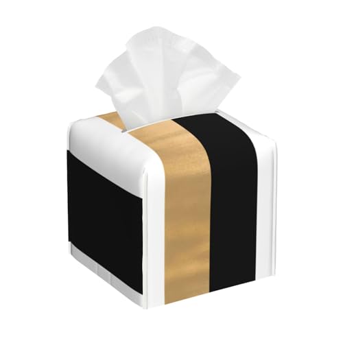 Moderner schwarz-weiß-Gold gestreifter quadratischer Taschentücher-Box-Bezug, kubische Taschentücher-Papierbox, Dekoration auf Esstisch und Badezimmer, Büro Moderner schwarz-weiß-Gold gestreifter quadratischer Taschentücher-Box-Bezug, kubische Taschentücher-Papierbox, Dekoration auf Esstisch und Badezimmer, Büro von asbwuo