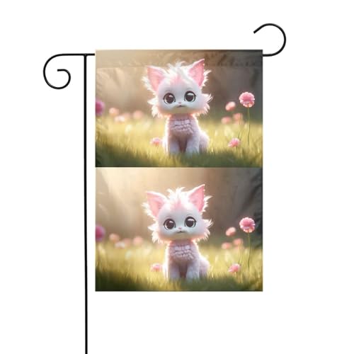 Niedliche rosa Kätzchenbild-Gartenflagge, Hofdekoration, 30,5 x 45,7 cm, für Garten, Terrasse, Balkon von asbwuo
