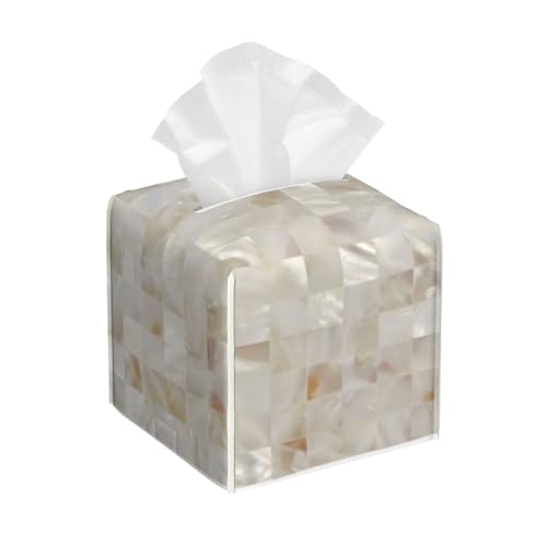 Perlmutt, Beige hell quadratische Taschentücherbox, kubische Taschentücherbox, Dekoration auf Esstisch und Badezimmer, Büro Perlmutt, Beige hell quadratische Taschentücherbox, kubische Taschentücherbox, Dekoration auf Esstisch und Badezimmer, Büro von asbwuo