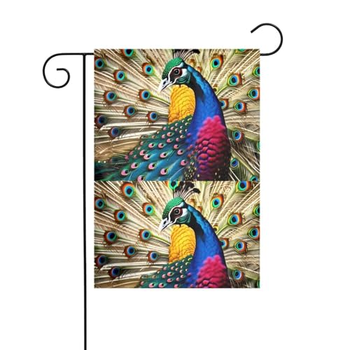 Pfauenbild-Gartenflagge, Hofdekoration, 30,5 x 45,7 cm, für Garten, Terrasse, Balkon von asbwuo