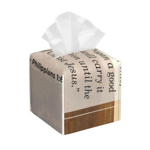 Phillippians 1 6 Quadratische Taschentuchbox-Abdeckung, kubische Taschentuchbox, Dekoration auf Esstisch und Badezimmer, Büro von asbwuo