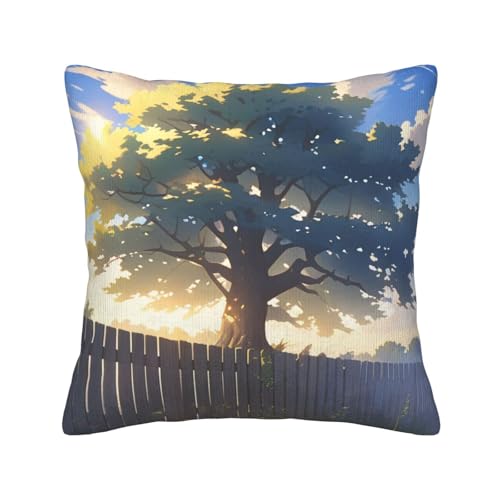 Quadratische Dekokissen mit Baum-Aufdruck und weichen Kissenbezügen, Kissenbezug mit Einsätzen für die Dekoration von Sofa und Schlafzimmer zu Hause von asbwuo