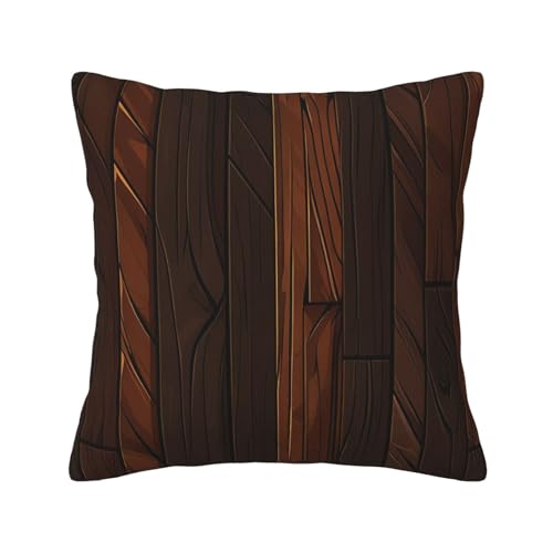 Quadratische Dekokissen mit Holzpaneelen-Hintergrund, Bedruckt, mit weichen Kissenbezügen, Kissenbezug mit Einsätzen für die Dekoration von Sofa und Schlafzimmer zu Hause von asbwuo