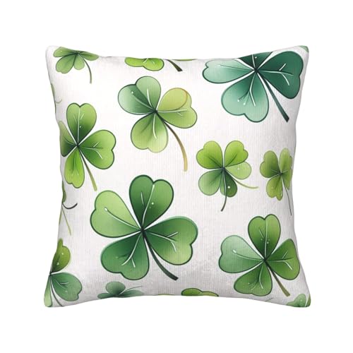 Quadratische Dekokissen mit St. Patricks Day-Blättern, Bedruckt, mit weichen Kissenbezügen, Kissenbezug mit Einsätzen für die Dekoration von Sofa und Schlafzimmer zu Hause von asbwuo