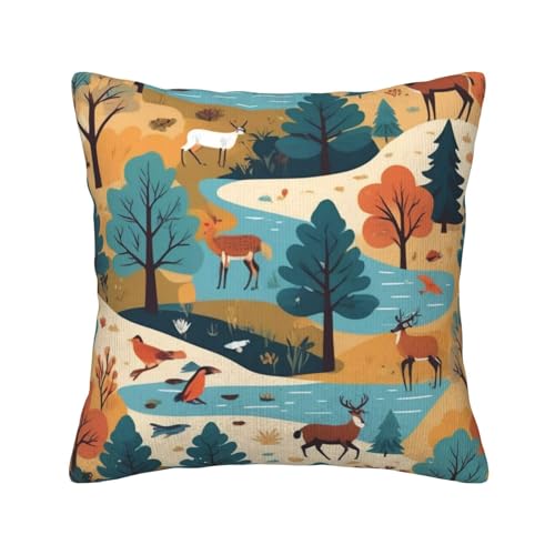 Quadratische Dekokissen mit dem Muster „Nature Wildlands Activities und weichen Kissenbezügen, Kissenbezug mit Einsätzen für die Dekoration von Sofa und Schlafzimmer zu Hause von asbwuo