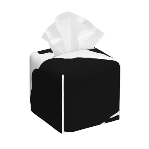 Quadratische Taschentuchbox-Abdeckung aus Leder mit Kuh-Tierdruckmuster – dekorativer Organizer für Badezimmer-Waschtisch, Nachttisch und Arbeitsplatte | rutschfeste Unterseite und einfaches Nachfül Quadratische Taschentuchbox-Abdeckung aus Leder mit Kuh-Tierdruckmuster – dekorativer Organizer für Badezimmer-Waschtisch, Nachttisch und Arbeitsplatte | rutschfeste Unterseite und einfaches Nachfül von asbwuo