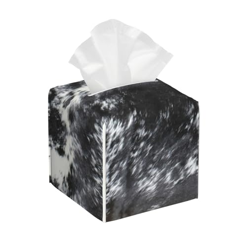 Quadratische Taschentuchbox-Abdeckung aus Leder mit schwarz-weißem Rindsleder-Print – dekorativer Organizer für Badezimmer-Waschtisch, Nachttisch und Arbeitsplatte | rutschfeste Unterseite und einfa Quadratische Taschentuchbox-Abdeckung aus Leder mit schwarz-weißem Rindsleder-Print – dekorativer Organizer für Badezimmer-Waschtisch, Nachttisch und Arbeitsplatte | rutschfeste Unterseite und einfa von asbwuo