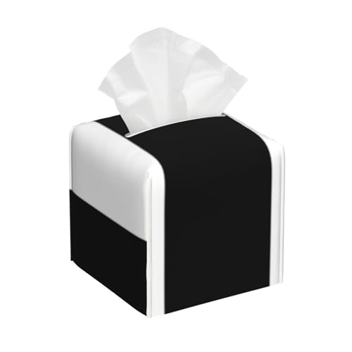 Quadratische Taschentuchbox-Abdeckung aus Leder mit schwarz-weißen Streifen – dekorativer Organizer für Badezimmer-Waschtisch, Nachttisch und Arbeitsplatte | rutschfeste Unterseite und einfaches Nac von asbwuo