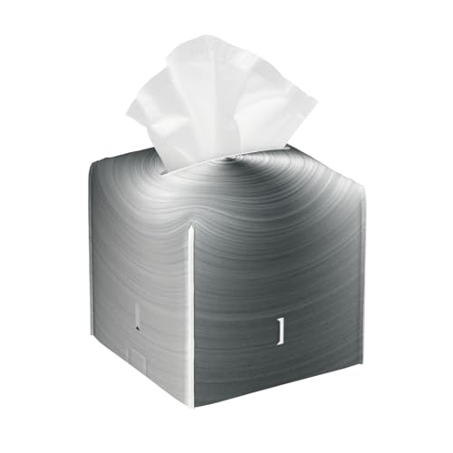 Quadratische Taschentuchbox-Abdeckung aus gebürstetem Metallblech, Moderne quadratische dekorative Kosmetikpapierhülle aus PU-Leder, Organizer-Halter, Spender für Badezimmer, Nachttische von asbwuo