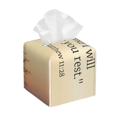 Quadratische Taschentuchbox-Hülle aus Leder mit Versen und Bibelversen, Jesus, komm, sagte Herz, Diese müden Sprichwörter – dekorativer Organizer für Badezimmer, Waschtisch, Nachttisch und Arbeitspl Quadratische Taschentuchbox-Hülle aus Leder mit Versen und Bibelversen, Jesus, komm, sagte Herz, Diese müden Sprichwörter – dekorativer Organizer für Badezimmer, Waschtisch, Nachttisch und Arbeitspl von asbwuo