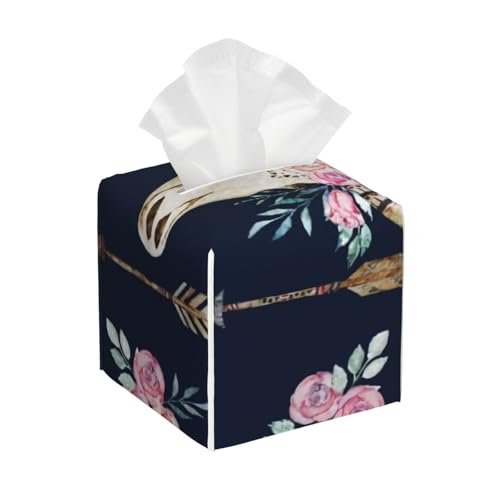 Quadratische Taschentuchbox aus Leder mit Stierschädel- und Pfeilmotiv, Blumen- und Aquarellmotiv, Boho-Stil – dekorativer Organizer für Badezimmer, Waschtisch, Nachttisch und Arbeitsplatte | Rutsch Quadratische Taschentuchbox aus Leder mit Stierschädel- und Pfeilmotiv, Blumen- und Aquarellmotiv, Boho-Stil – dekorativer Organizer für Badezimmer, Waschtisch, Nachttisch und Arbeitsplatte | Rutsch von asbwuo
