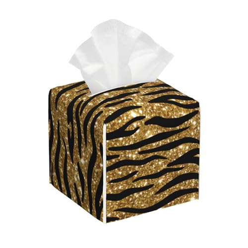 Quadratische Taschentuchbox aus Leder mit goldfarbenem Glitzer und Tiermuster – Badezimmer-Waschtisch, Nachttisch & Arbeitsplatte, Elegantes Home-Office-Dekor Quadratische Taschentuchbox aus Leder mit goldfarbenem Glitzer und Tiermuster – Badezimmer-Waschtisch, Nachttisch & Arbeitsplatte, Elegantes Home-Office-Dekor von asbwuo
